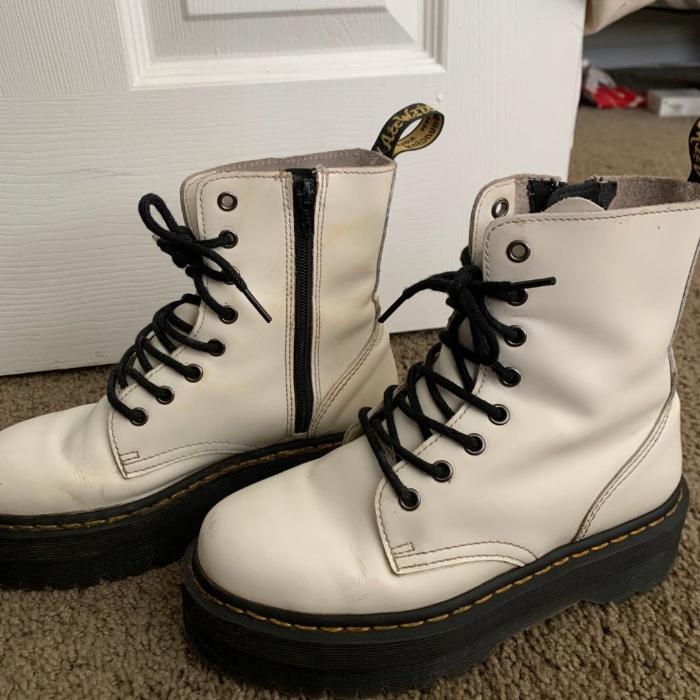 Jadon White Leather 8-Eye Platform Boot